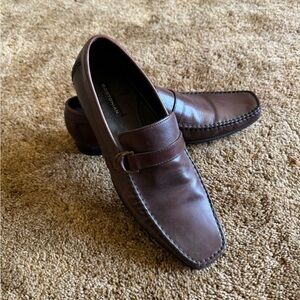 Brown Bostonian leather dress shoes/loafers w/ buckle detail; perfect condition